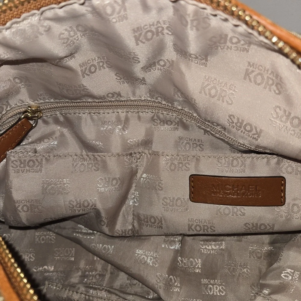 Michael Kors Calista Monogrammed Logo MK Handbag Crossbody Bag Brown